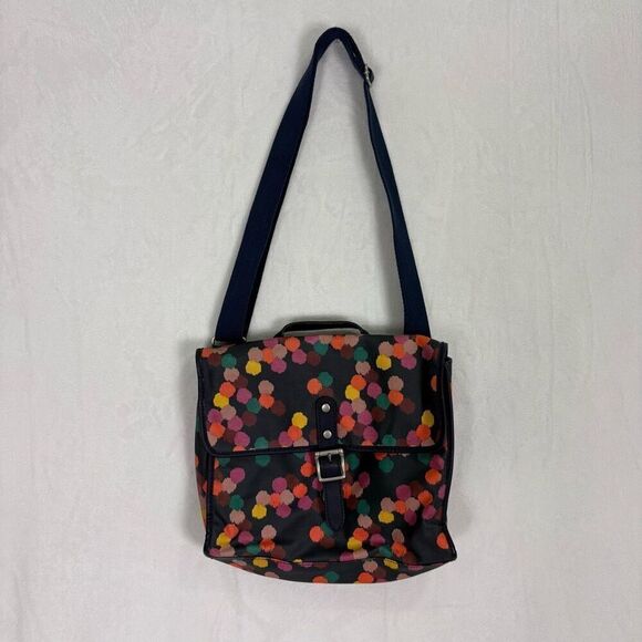 Fossil Navy with Colorful Dot Print Coated Canvas Messenger Bag - Picture 1 of 13